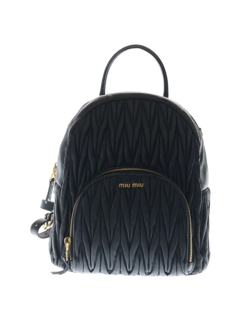 Miu Miu Materasse Lambskin Leather Backpack Gold Black